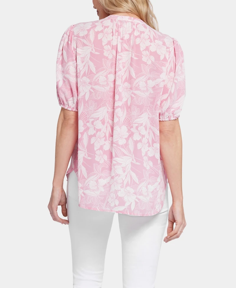 Nydj Women's Short Puff Sleeve Popover Top