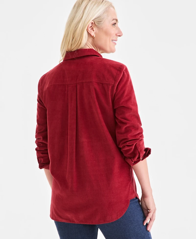 Style & Co Petite Cotton Corduroy Shirt, Macy's Exclusive