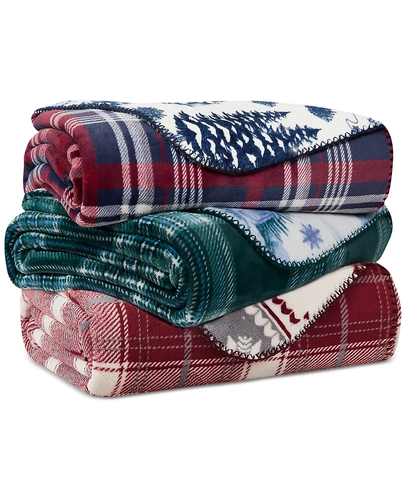 Weatherproof Reversible Plaid Throw, 50" x 70"