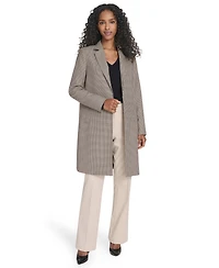 Tommy Hilfiger Women's Houndstooth Pattern Topper Long Jacket