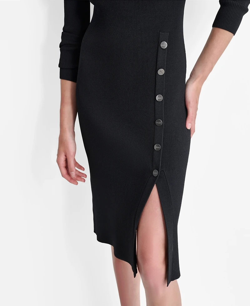 Dkny Women's Long Sleeve Mock Neck Midi Sweater Dress