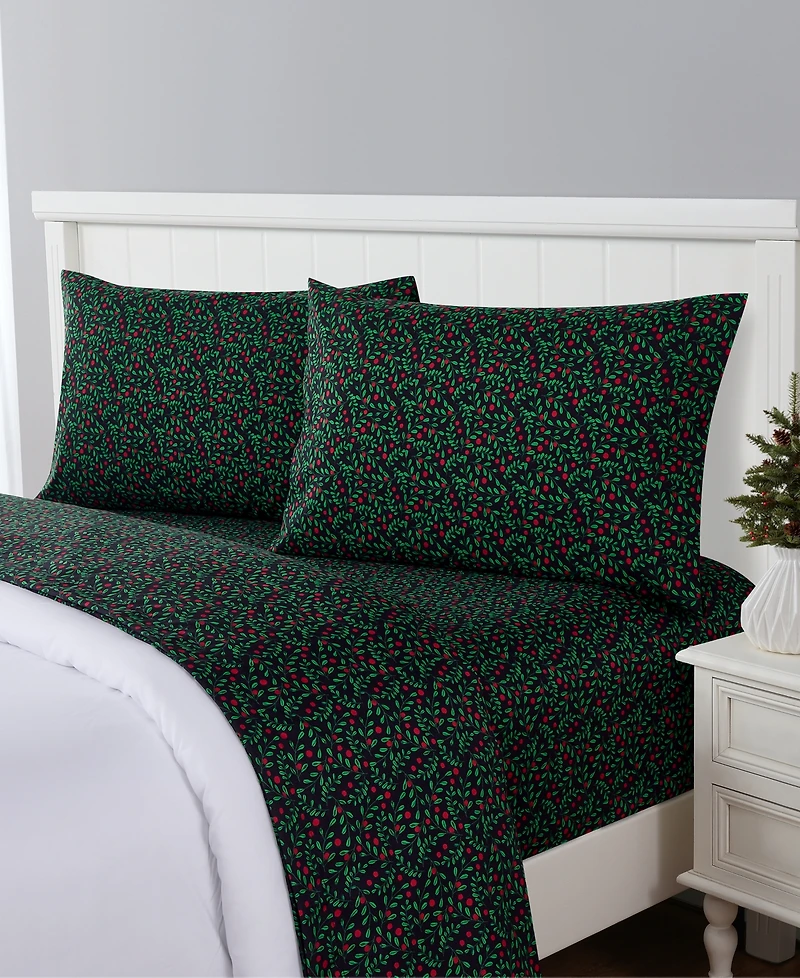 Sanders Holiday Printed Microfiber 3-Pc. Sheet Set, Twin