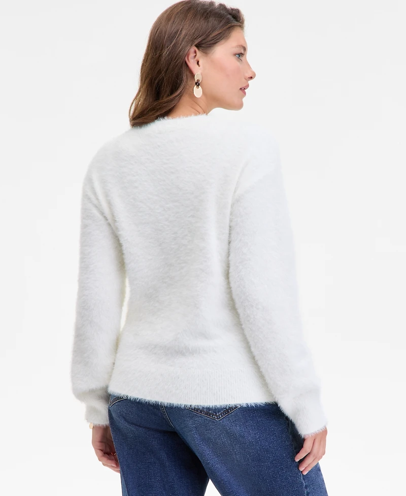 On 34th Women's Eyelash Dog Crewneck Sweater, Macy's Exclusive