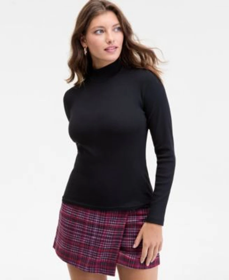 On 34th Womens Mock Neck Micro Rib Top Xxs 4x Macys Exclusive