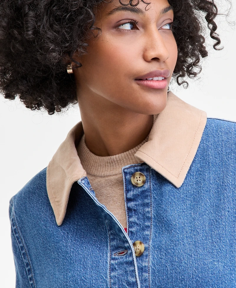 On 34th Women's Denim Corduroy Collar Jacket, Macy's Exclusive