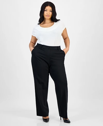 Kasper Plus High Rise Straight Leg Pants