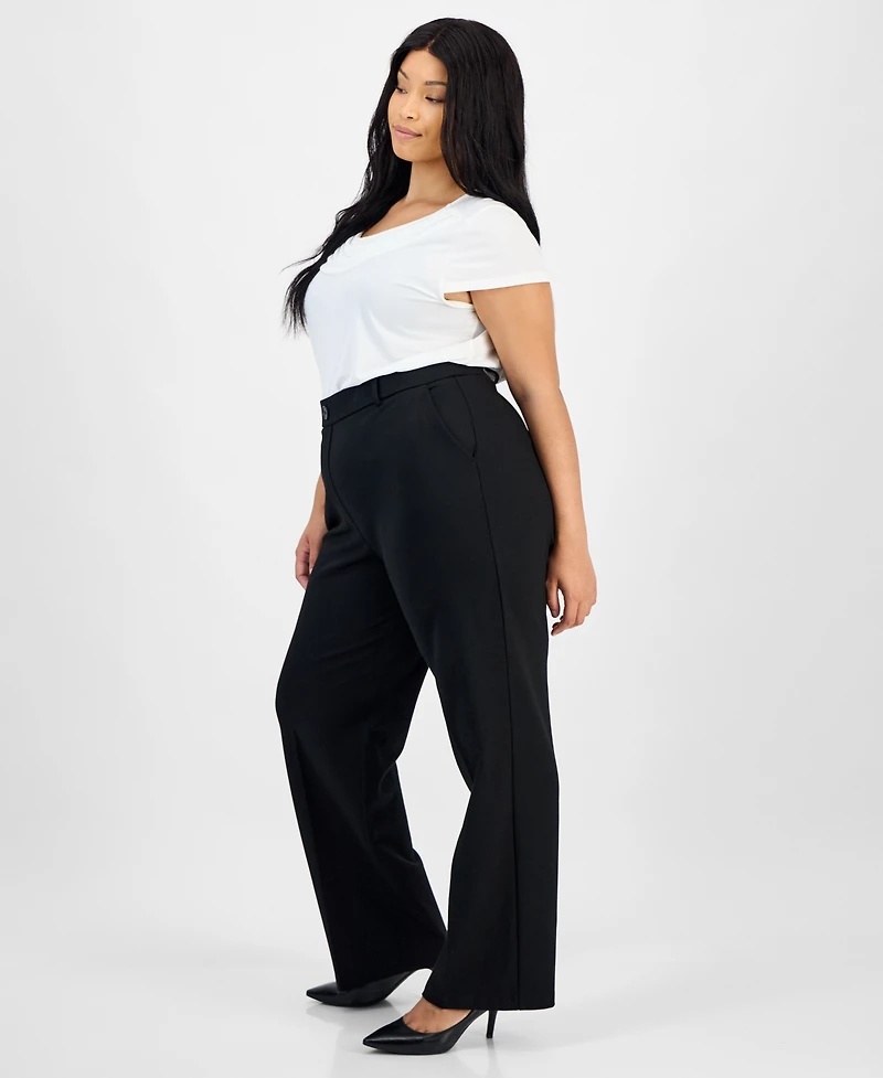 Kasper Plus High Rise Straight Leg Pants