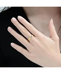 Genevive Sterling Silver 14K Gold Plated Clear Cubic Zirconia Band Ring