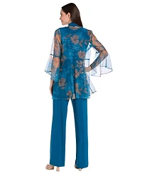 R & M Richards Women's Foil-Lace Jacket Pants Set