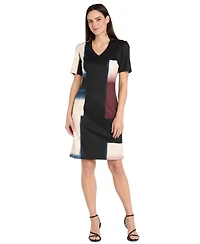 R & M Richards Women's Scuba Placement Colorblock Sheath Dress