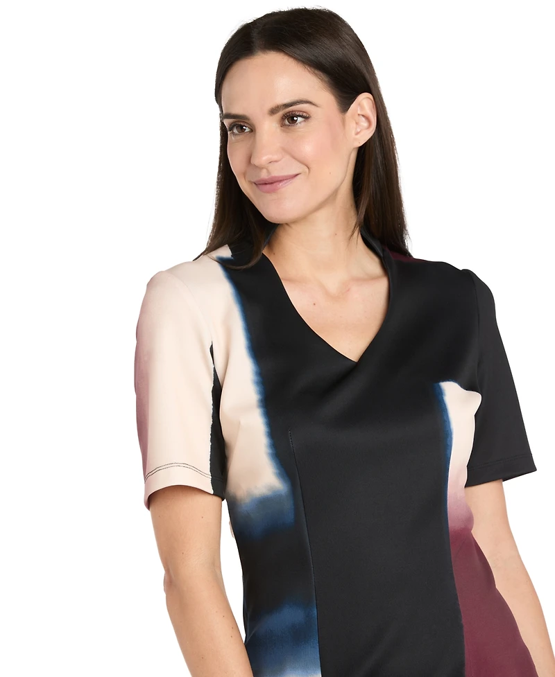 R & M Richards Women's Scuba Placement Colorblock Sheath Dress
