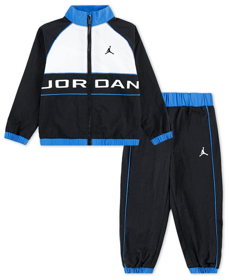 Jordan Little and Toddler Boys 2-Piece Wind Breaker Piping Jacket Pants Set