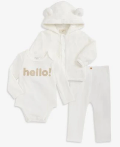 First Impressions Baby Hooded Faux Sherpa Jacket Hello Bodysuit Brushed Rib Pants Macys Exclusive