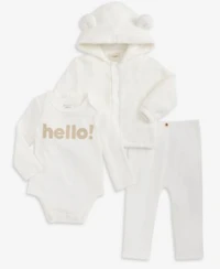 First Impressions Baby Hooded Faux Sherpa Jacket Hello Bodysuit Brushed Rib Pants Macys Exclusive