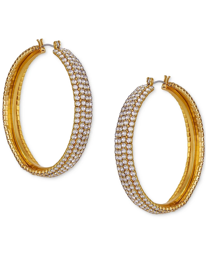 Guess Crystal Pave Large Hoop Earrings