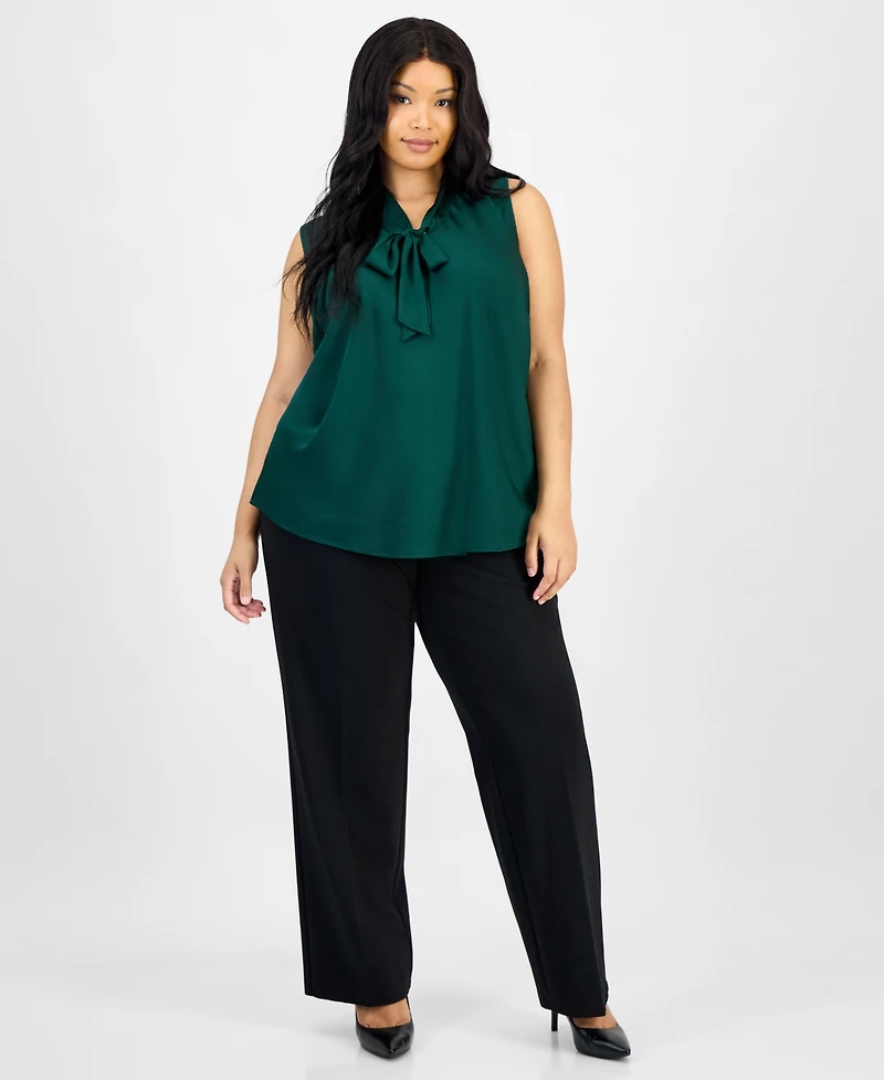 Kasper Plus Tie-Neck Sleeveless Top