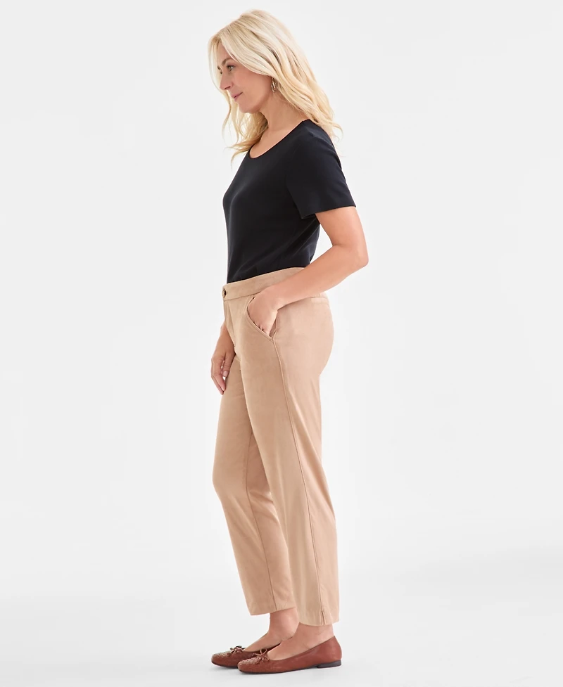 Style & Co Women's Faux-Suede Straight Leg Pants, Macy's Exclusive