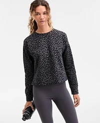 Id Ideology Women's Relaxed Animal-Print Fleece Sweatshirt, Macy's Exclusive