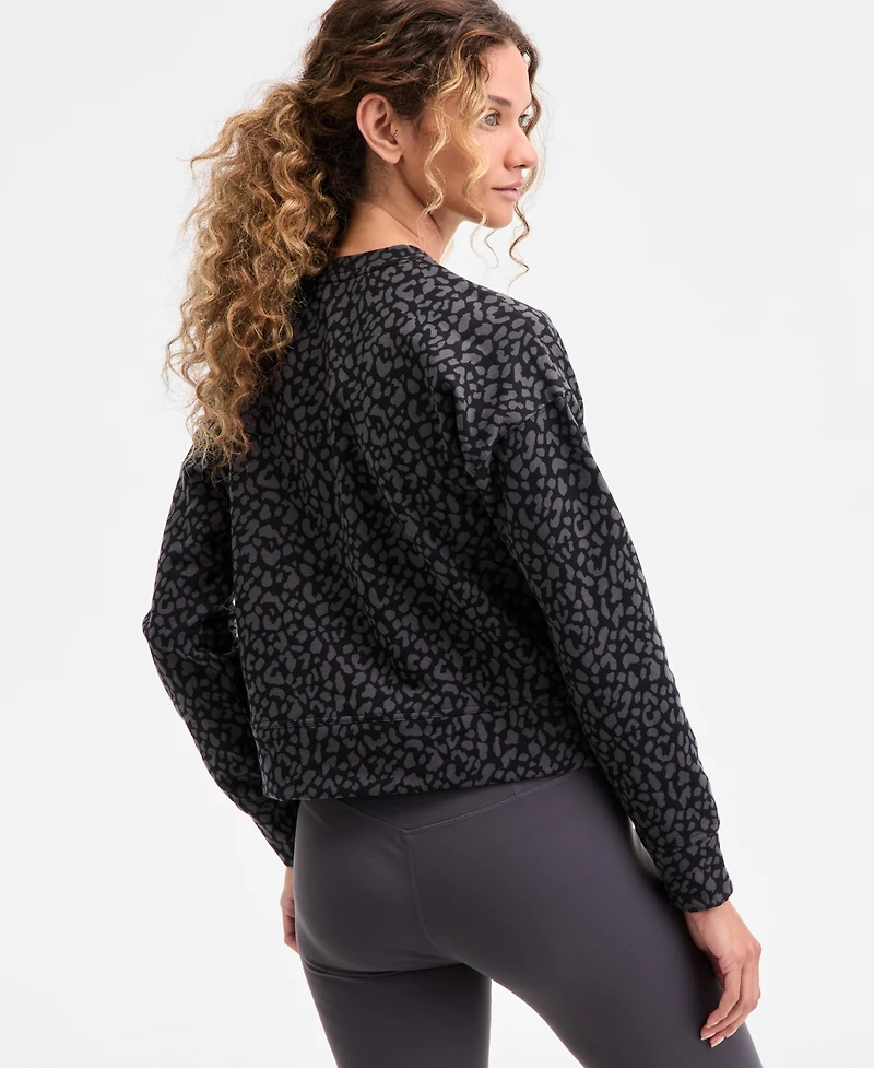 Id Ideology Women's Relaxed Animal-Print Fleece Sweatshirt, Macy's Exclusive