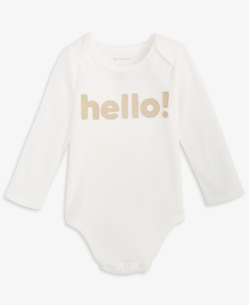 First Impressions Baby Hello Long-Sleeve Bodysuit, Macy's Exclusive