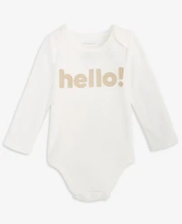 First Impressions Baby Hello Long-Sleeve Bodysuit, Macy's Exclusive