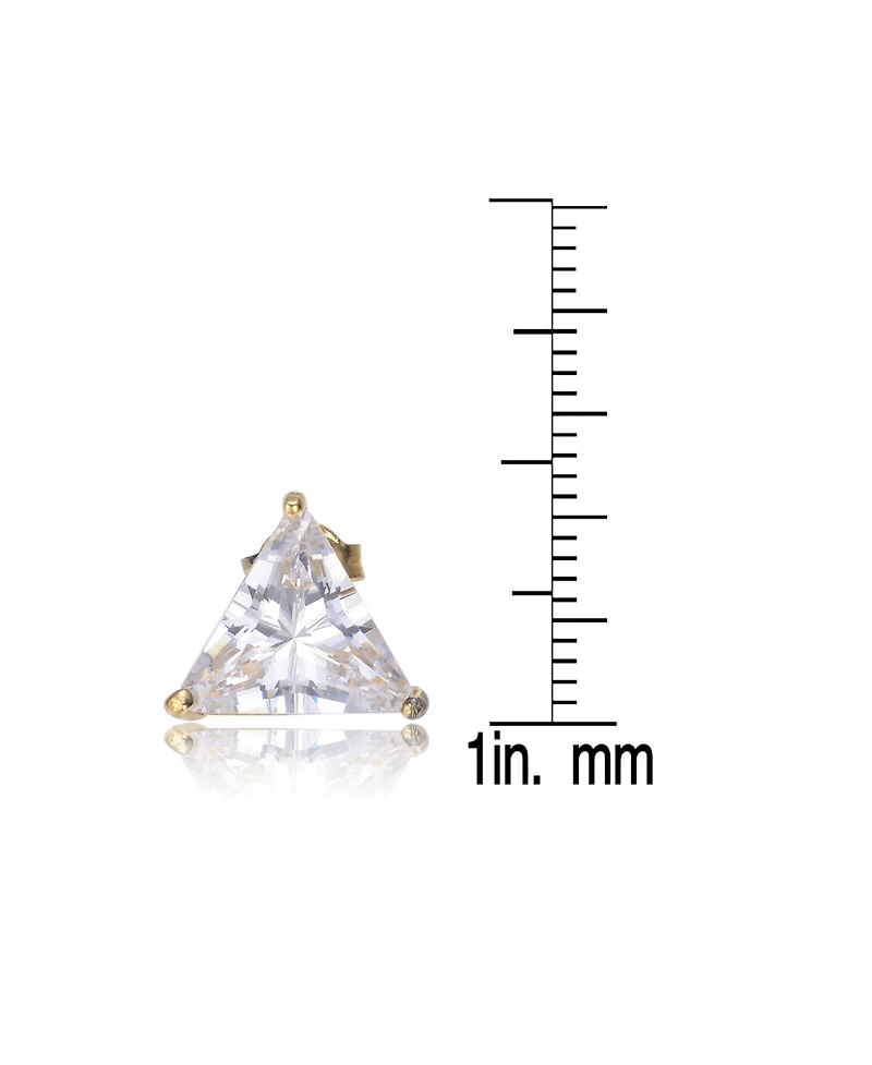 Sterling Silver Cubic Zirconia Large Triangle Earrings