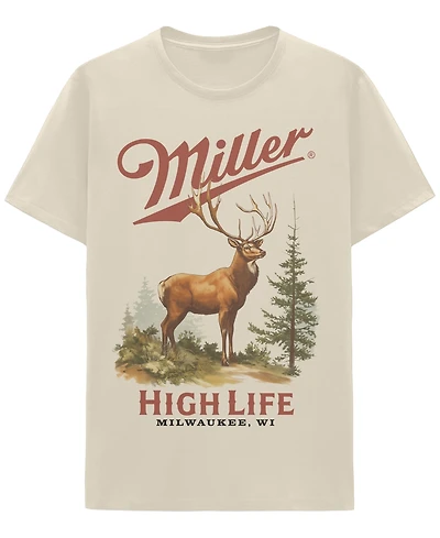 Hybrid Apparel Men's Short Sleeve Miller Lite Deer Graphic T-Shirt