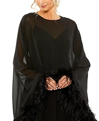 Mac Duggal Women's Trapeze Dress with Feather Trim