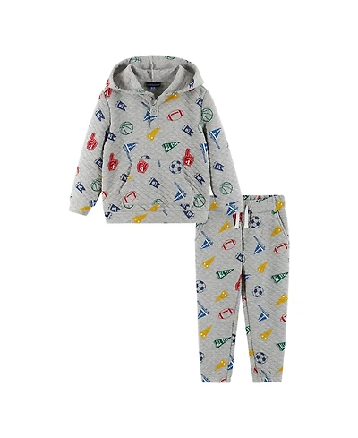 Andy & Evan Toddler/Child Boys Varsity Print Hooded Lounge Set