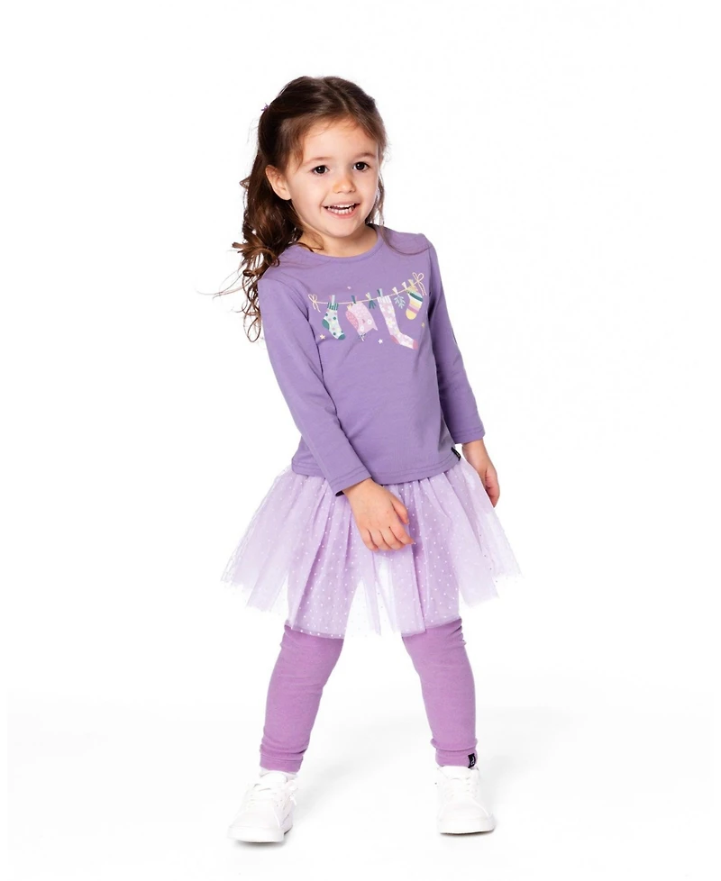 Deux par Girl Leggings with Tulle Skirt Purple Gray