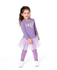 Deux par Girl Leggings with Tulle Skirt Purple Gray