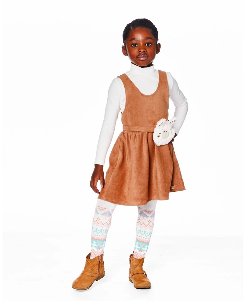 Deux par Girl Knit Tights White Pink and Turquoise with Norwegian Jacquard - Toddler|Child