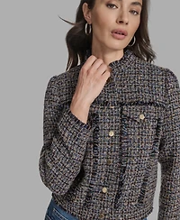 Bcbg Women's Boxy Mock Neck Tweed Jacket