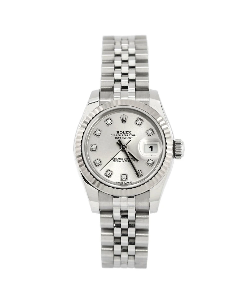 Pre-Owned Rolex Oyster Perpetual Datejust Automatic Watch in Stainless Steel and White Gold with Diamond Markers 26mm