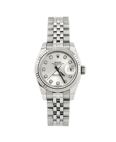 Pre-Owned Rolex Oyster Perpetual Datejust Automatic Watch in Stainless Steel and White Gold with Diamond Markers 26mm