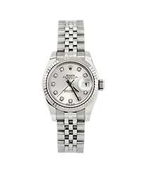 Pre-Owned Rolex Oyster Perpetual Datejust Automatic Watch in Stainless Steel and White Gold with Diamond Markers 26mm