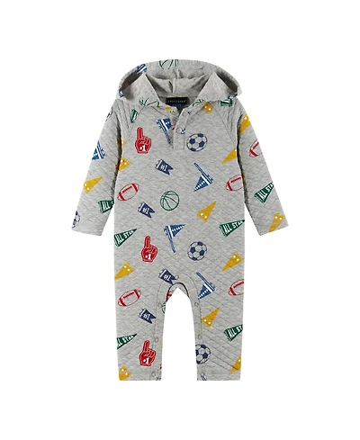 Andy & Evan Baby Boys Hooded Varsity Printed Romper