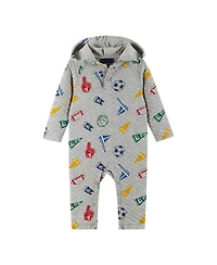 Andy & Evan Baby Boys Hooded Varsity Printed Romper