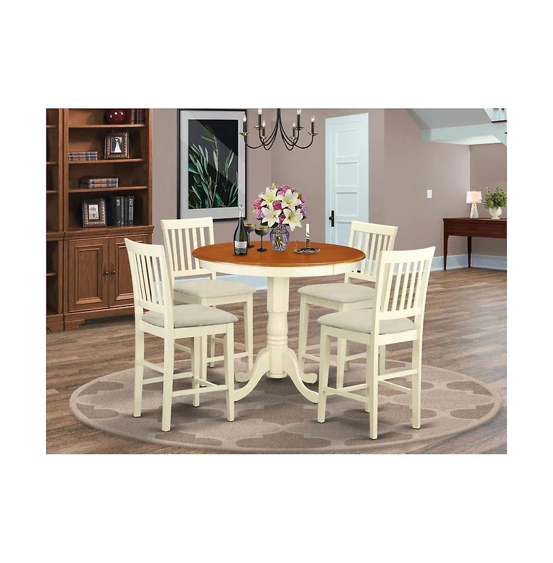 East West Furniture 5 Pc counter height Dining room set - Dinette Table and 4 bar stools