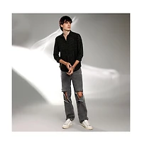 Campus Sutra Men's Seaweed Green & Charcoal Black Gingham Shirt