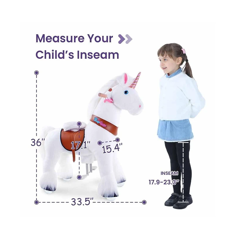 PonyCycle Ride-on Unicorn White Model U Size 4 for 4-7 Years