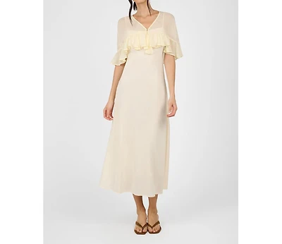 WeWoreWhat Ruffle Shawl Collar Maxi Dress