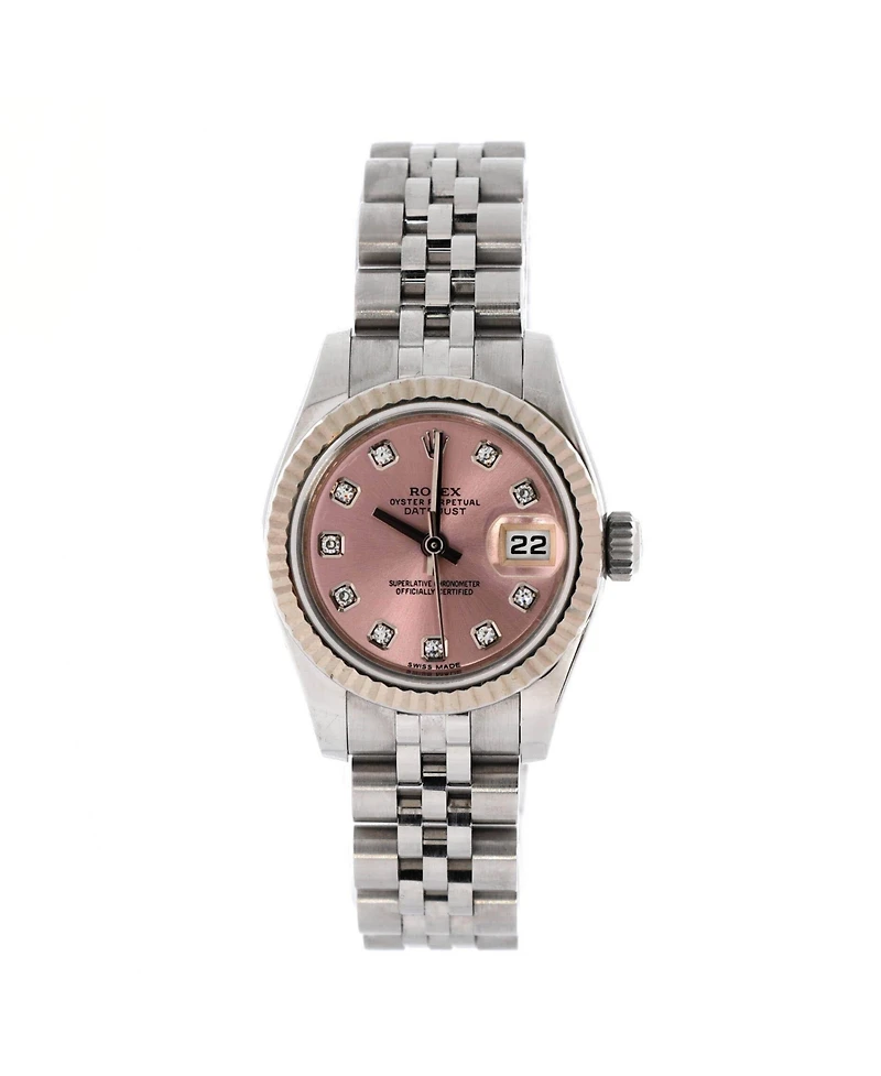 Pre-Owned Rolex Oyster Perpetual Datejust Automatic Watch in Stainless Steel and White Gold with Diamond Markers 26mm