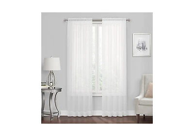 Kate Aurora Premium Rod Pocket Sheer Voile Single Window Curtain Panel - 84 in. Long - White