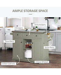 Halifax North America Gray Mobile Kitchen: Island Cart with Stainless Top and Multi-Storage