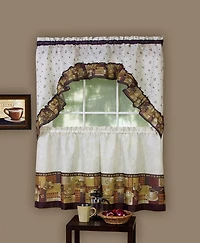 GoodGram Coffee Complete Kitchen Curtain Tier and Swag Set - 58 in. W x 36 L
