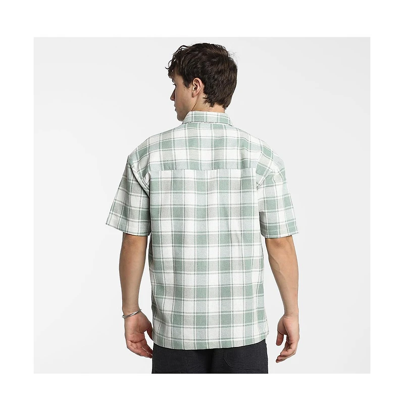 Campus Sutra Men's Sage Green & Powder White Buffalo Check Shirt