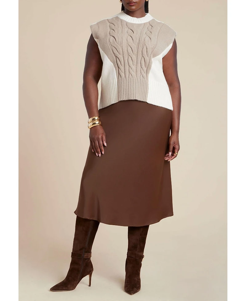 Eloquii Women's Plus Colorblock Sweater Vest