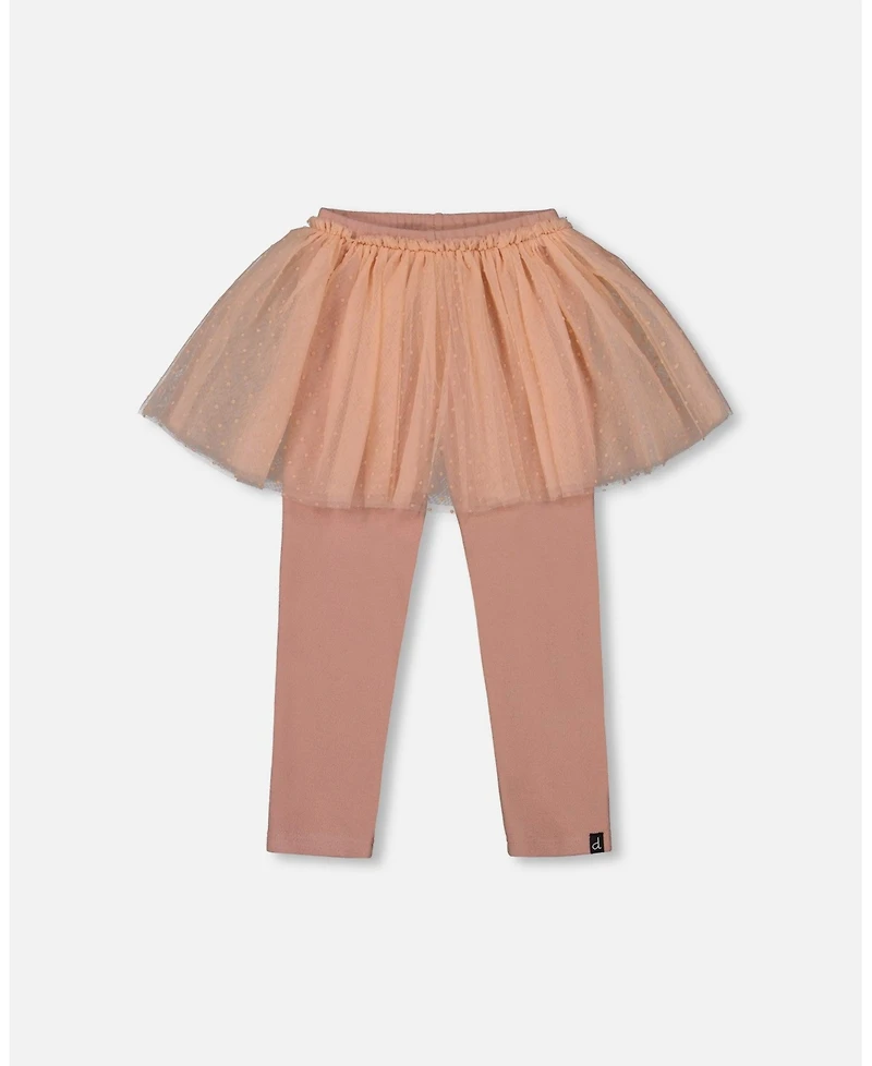 Deux par Baby Girl Leggings with Tulle Skirt Dusty Pink