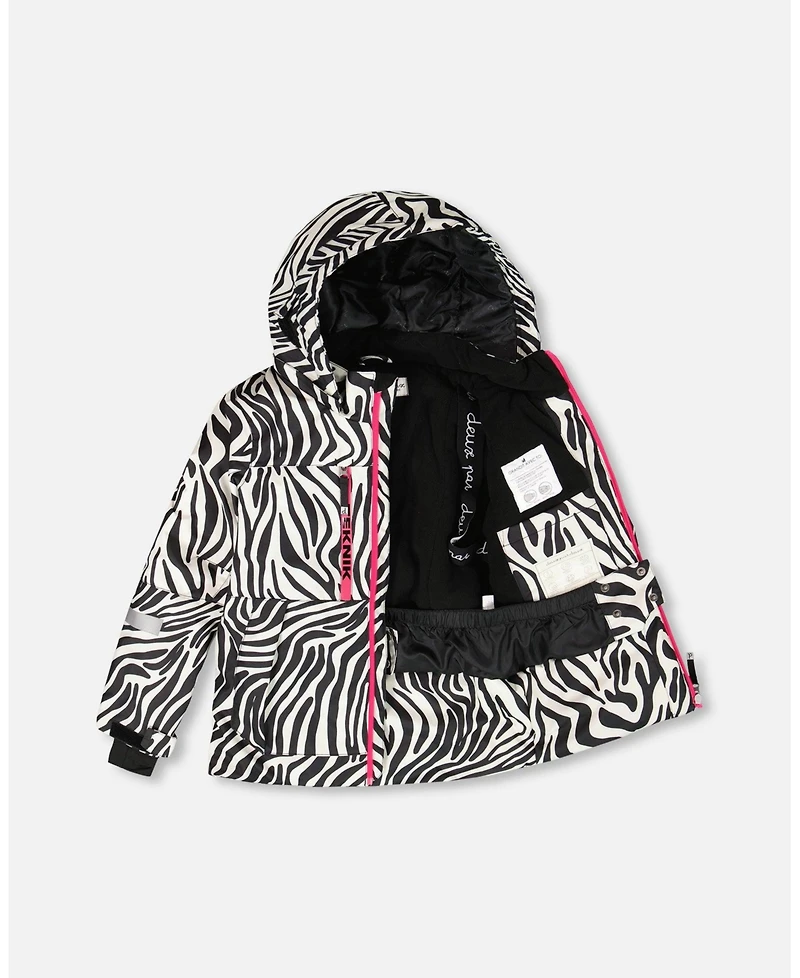 Deux par Girl Two-Piece Teknik Snowsuit Zebra Print
